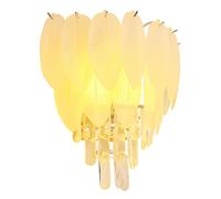 Applique murale LED Hall d'entrée Cristaux Lampe de salon Feuilles Applique murale à 3 flammes, métal chromé, acrylique, 3x 4W 3x 320lm blanc chaud, l x h 35,5 x 40 cm