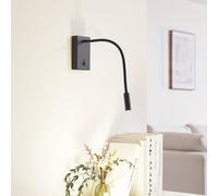 Applique murale LED Hetti Lucande, noir, Chambre à coucher, Métal, Applique Murale LED