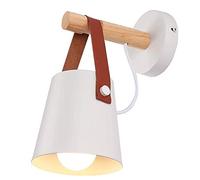 Applique Murale LED Industrielle éclairage Wall Light Luminaire Avec E27 Prise pour House,Métal Style En Fer Forgé Bois Ceinture Bar, Restaurants, Café, Chambre d'enfant,Club de Décoration (Blanc)