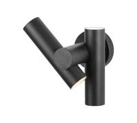Applique murale LED intérieur/extérieur, orientable vers le haut et vers le bas, noir, aluminium et verre, IP44, H 25,3 cm