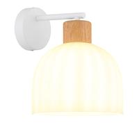 Lampe Murale LED Opale Blanche Verre Bois Métal 24 cm