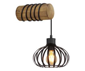 Applique murale LED, lampe de salon, réglable en hauteur, bois marron, H 59 cm