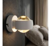 Applique murale LED Lampe murale Lampe de salon Up & Down Blanc Métal Verre H 7 cm