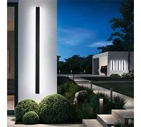 Applique Murale LED Lumineuse Applique Extérieure Intérieur Moderne Longue Aluminium Acrylique Lumière Patio Lampe Noire Extérieur IP67 étanche Salon Salle Bain Blanche Chaude (Lumière Blanche,80CM)