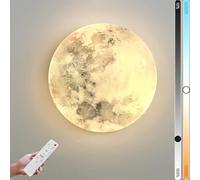 Applique murale LED lune intérieure à intensité variable avec télécommande 48 W lampe de chevet ronde déco applique murale lune design moderne veilleuse fond éclairage mural pour chambre salon entrée