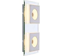 Applique murale LED moderne à lumière indirecte pour salon, couloir et escalier, miroir, nickel mat acrylique satiné, 2x 6W 245lm 3000K, LxlxH 33x16x5 cm