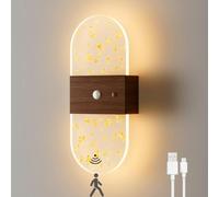 Applique murale LED Moderne avec détecteur de mouvement Intérieur Dimmable Lampe murale en acrylique avec interrupteur Sans raccordement électrique Veilleuse rechargeable par USB avec aimant 1200mAh,E