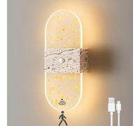 Applique murale LED Moderne avec détecteur de mouvement Intérieur Dimmable Lampe murale en acrylique avec interrupteur Sans raccordement électrique Veilleuse rechargeable par USB avec aimant 1200mAh,F