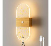 Applique murale LED Moderne avec détecteur de mouvement Intérieur Dimmable Lampe murale en acrylique avec interrupteur Sans raccordement électrique Veilleuse rechargeable par USB avec aimant 1200mAh,D