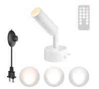 Applique Murale LED Moderne d'intérieur avec télécommande, variateur d'intensité, Prise et interrupteurs, Rotation à 90° + 360°, éclairage Mural pour éclairage d'ambiance, Plantes ou œuvres d'art