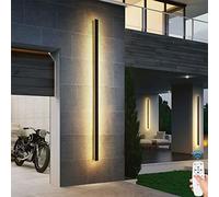 Applique Murale LED Moderne en métal Noir à intensité Variable pour Cour intérieure/extérieure, étanche IP65, avec télécommande, Longue Bande Lumineuse pour Patio et Couloir, 80 cm, 16 W