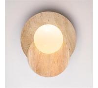 Applique Murale LED Moderne en Pierre Naturelle d'intérieur Japonaise, travertin Jaune, Douille G9, luminaire Rond en Bois pour Cuisine, Chambre à Coucher, Salon, Meuble de toilett