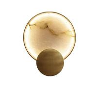 Applique Murale LED Moderne, Lampe Murale Ronde, Applique Murale décorative d'intérieur avec kit en Laiton et Abat-Jour en Pierre Nuage, luminaire Mural pour Salon, Chambre, Salle de Bain, couloi
