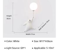 Applique murale LED moderne pour chambre d'enfant, salon, One-handed white bear (left hand) single-color warm light/mcj