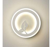 Applique Murale LED Moderne Ronde en Acrylique givré, luminaire Minimaliste pour Chambre à Coucher, luminaire de Chevet, Anneau Lumineux créatif, Motif de Feuilles, décoration de Salon, Couloir,