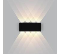 Applique Murale LED Noir 8W 3000K Applique Intérieur/Exterieur Murale IP65 | Lampe Blanche Chaude Murale Moderne Carré Up Down en Aluminium pour Chambre Salon Hôtel