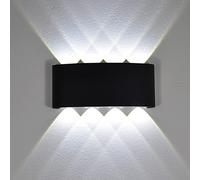 Applique Murale Led Noire Étanche Ip65 - Luminaire Extérieur/Intérieur À Éclairage Vers Le Haut/Vers Le Bas Pour Patio, Porche, Villa Et Chambranle de Porte - Lampe Murale Élégante En Alumi(Blanc Froi