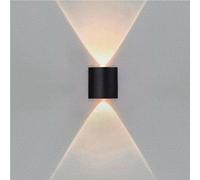 Applique murale LED noire Intérieur Extérieur Applique murale pour chambre salon escalier, couleur de lumière : blanc chaud, puissance : 2W, 2 faisceaux lumineux