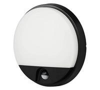 Applique murale LED noire ronde 15W avec détecteur de mouvement et capteur crépusculaire IP54 - Lampe extérieure en plastique - Spot extérieur lampe de jardin