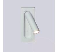 Applique Murale LED pour Chambre à Coucher, Lampe de Lecture encastrée avec Interrupteur caché/tête de Lampe réglable, Spot Mural de Chevet d'hôtel, Rotation à 350° et Pliable à 90°