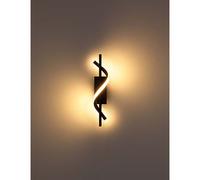 Applique murale LED pour couloir, métal noir mat, aspect bois, H 46,5 cm