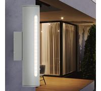 Applique murale d'extérieur, spot mural, métal, gris opale, 1x LED blanc chaud, HxLxP 30x6,5x10 cm