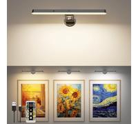 Applique Murale LED Rechargeable Sans Fil avec Télécommande - Lampe Éclairage pour Tableaux, Photos et Galerie d'Art - 3 Températures de Couleur, pour Salle de Bain, Vitrines ou Cible de Fléchettes
