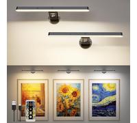Applique Murale LED Rechargeable Sans Fil avec Télécommande - Lampe Éclairage pour Tableaux, Photos et Galerie d'Art - 3 Températures de Couleur, pour Salle de Bain, Vitrines ou Cible de Fléchettes