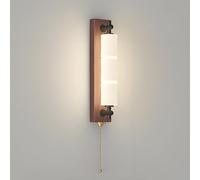 Applique Murale LED rétro française en Bois Massif, Abat-Jour en Acrylique à Longue Bande avec Interrupteur à chaînette, Lampe Murale câblée Vintage 24 W pour Chambre à Coucher, Salon, Salle à ma