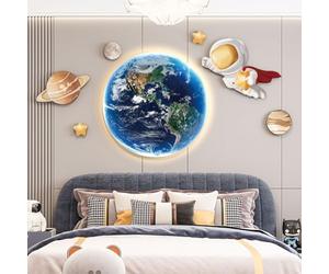 Applique murale LED ronde en forme de lune pour chambre d'enfant, intensité variable avec télécommande, lampe de chevet pour enfants, lampe de nuit, décoration moderne pour filles et garçons, 30