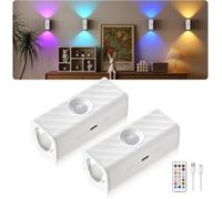 Applique Murale LED Sans Fil Détecteur Mouvement RGBW Télécommande Dimmable Minuteur Armoire Chambre - 2PCS