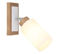 Applique murale LED, spot mural, lampe de salon, spot orientable, bois marron, H 25 cm