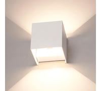 Applique murale LED Up & Down Cube - IP54 Applique murale - Blanc - 6 Watt 660 lumens - Dimmable - Aluminium - Lampe d'extérieur - Faisceau lumineux ajustable 5-100° - Lumière blanche chaude 3000K