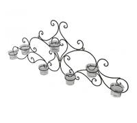 Applique Murale - L'HERITIER DU TEMPS - Bougeoir 7 Verrines - Fer Patiné Marron - 7,5x31,5x75cm - Intérieur