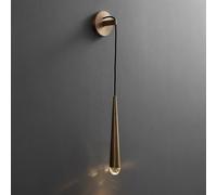 Applique murale linéaire à LED à longue bande, barre câblée pour intérieur du milieu du siècle, applique murale moderne en verre et cristal, luminaire de chevet en or antique pour chambre à coucher,