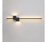 Applique murale linéaire en fil dur de 91,4 cm de long, bande LED noire, applique murale d'intérieur nordique minimaliste, fixation murale en or blanc, lampe murale de salon pour chambre à coucher, ch