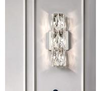 Applique Murale linéaire for Salle de Bain - Barre d'éclairage en Cristal Moderne Longue vanité chromée Lampe Luxe for Chambre à Coucher, Salon, hôtel, Porche, lumière Blanche Chaude(3-Light)