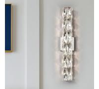 Applique Murale linéaire for Salle de Bain - Barre d'éclairage en Cristal Moderne Longue vanité chromée Lampe Luxe for Chambre à Coucher, Salon, hôtel, Porche, lumière Blanche Chaude(6-Light)