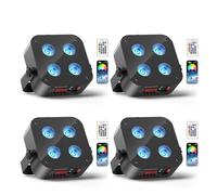 Applique Murale, Lot de 4 mini projecteurs PAR rechargeables à piles, 4 x 18 W RGBWA UV, éclairage de scène DMX512 à LED for festival, fête, mariage