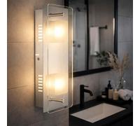 Applique murale applique lampe de couloir lampe de salon chrome commutable chambre à coucher, verre métal satiné, 2x LED 3000K, LxPxH 28x12x6,2 cm