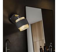 Applique, lampe de chambre, lampe de cuisine, applique avec spot orientable, moderne, acier textile, or noir, 1x douille E14, LxlxH 10x18,5x13 cm
