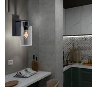 Applique Murale Lampe De Salon Verre Fumé Noir 1 Flamme H 23 Cm