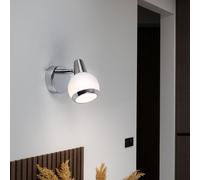 Applique murale applique lampe de chambre LED verre chrome spot mural, opale, 1x LED 3W 300Lm 3000K, LxH 8x11,5 cm