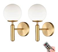 Applique Murale lumières Mid Century Blanc Verre Globe sans Fil Luminaire pour Chambre Salle De Bains Salon Salle À Manger Vanité