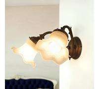 Applique Murale Luminaire 2xE14 Verre Abat-Jour Fleur en Laiton Bronze Antique