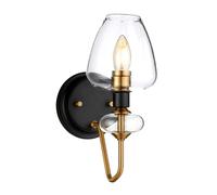 Applique Murale Luminaire Acier Verre B 13,4 CM 1 Feux Classique Noir Anthracite