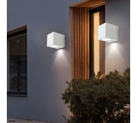 Applique Murale Luminaire De Façade En Verre Aluminium Blanc GU10 Spot 2 Pièces