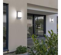 Applique Murale Luminaire de Façade Extérieur LED Aluminium Argent Entrée 7W 2er