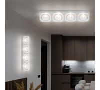 Applique Murale Luminaire de Salon 4 à Flammes Verre Satiné Chrome 2er Set