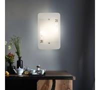 Applique applique murale salon verre 2 flammes cristaux, métal, 2x douille E14, H 28 cm
